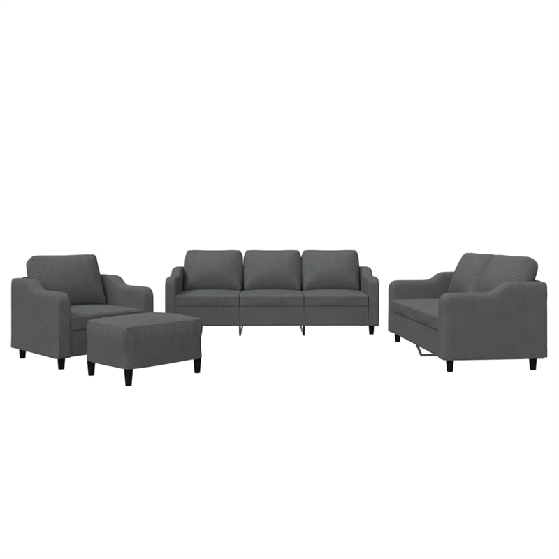 Vidaxl Metal Large Sofa Set in Dark Grey Polyester