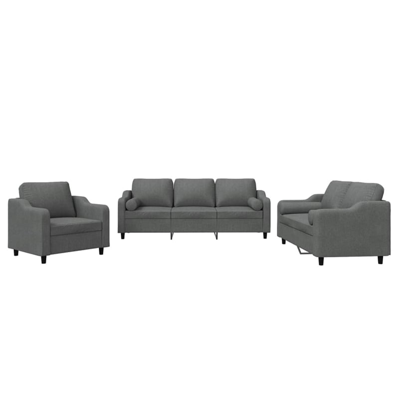 Vidaxl Metal Sofa Set in Dark Grey Polyester Fabric