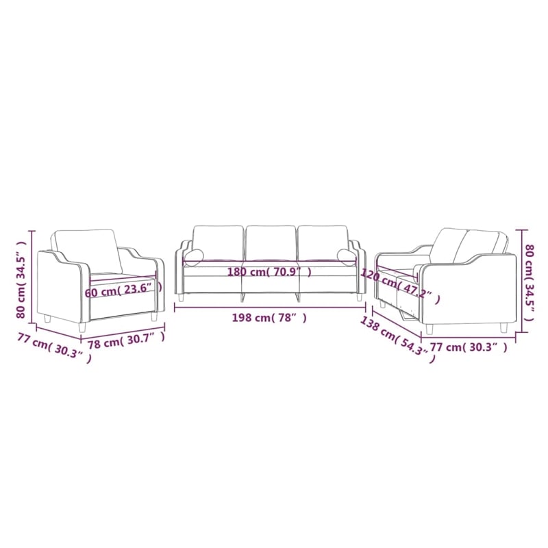 Vidaxl Metal Sofa Set in Dark Grey Polyester Fabric
