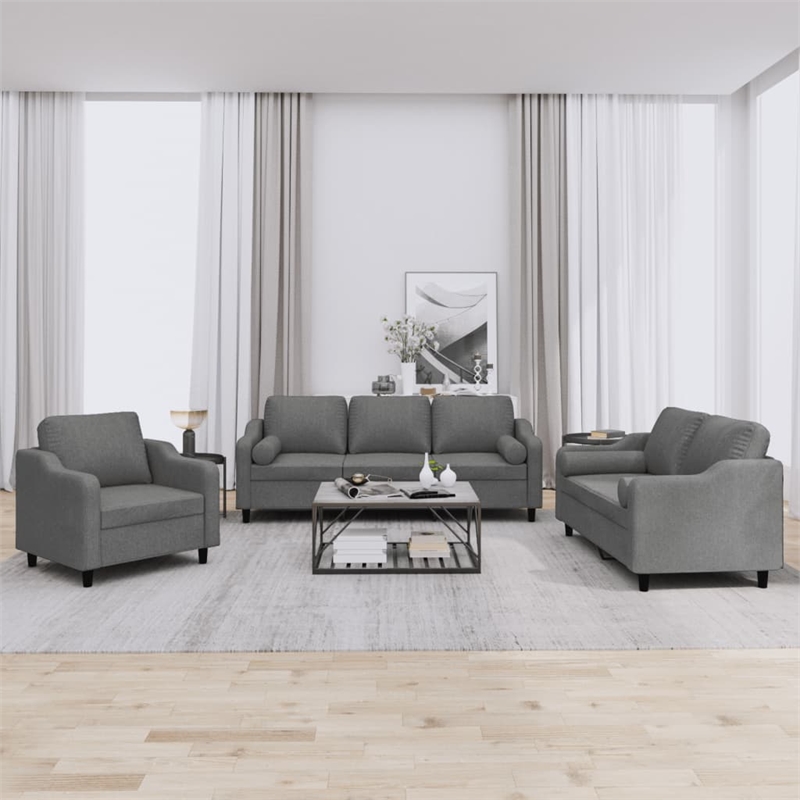 Vidaxl Metal Sofa Set in Dark Grey Polyester Fabric