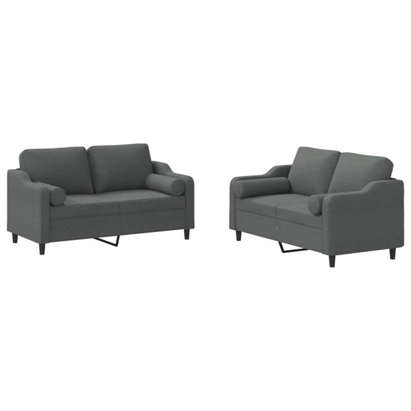 Vidaxl Metal Sofa Set in Dark Grey Polyester Fabric