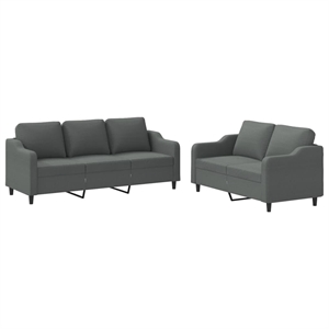 Vidaxl Metal Sofa Set in Dark Grey Polyester