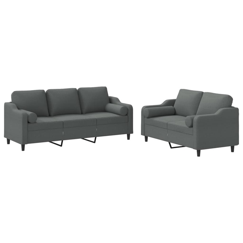 Vidaxl 2-Seater And 3-Seater Sofa Set in Dark Grey Polyester Fabric