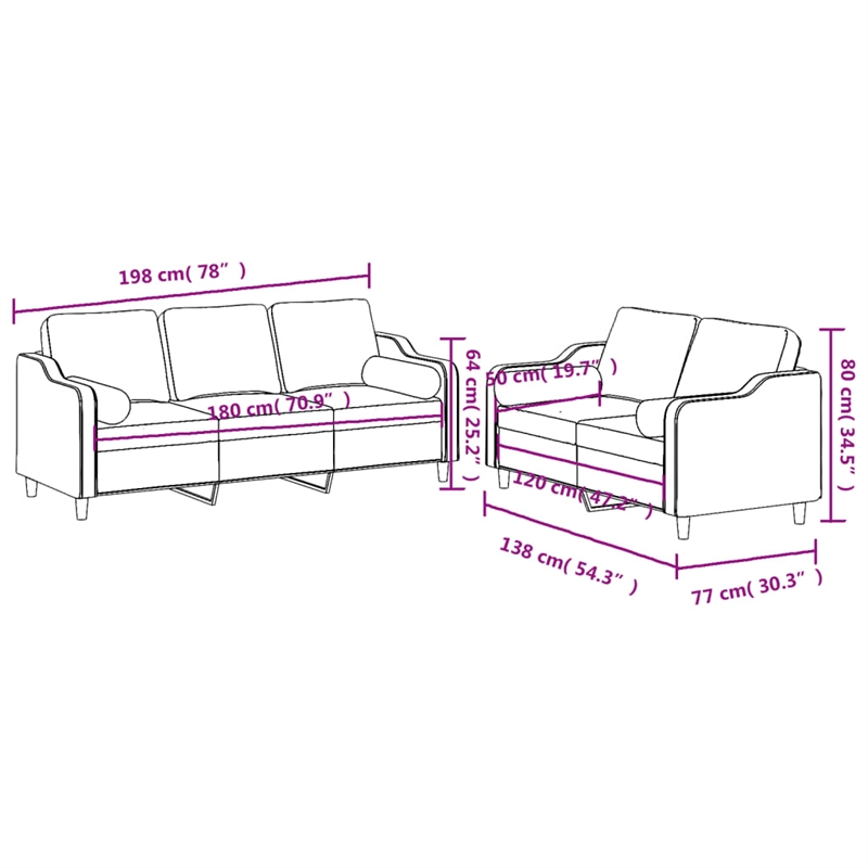 Vidaxl 2-Seater And 3-Seater Sofa Set in Dark Grey Polyester Fabric