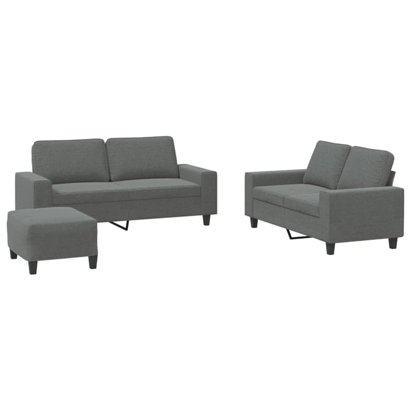 Vidaxl 3 Piece Sofa Set in Dark Gray Fabric