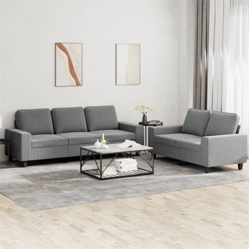 Vidaxl Rectangular 2-Seater Sofa Set in Dark Gray Polyester
