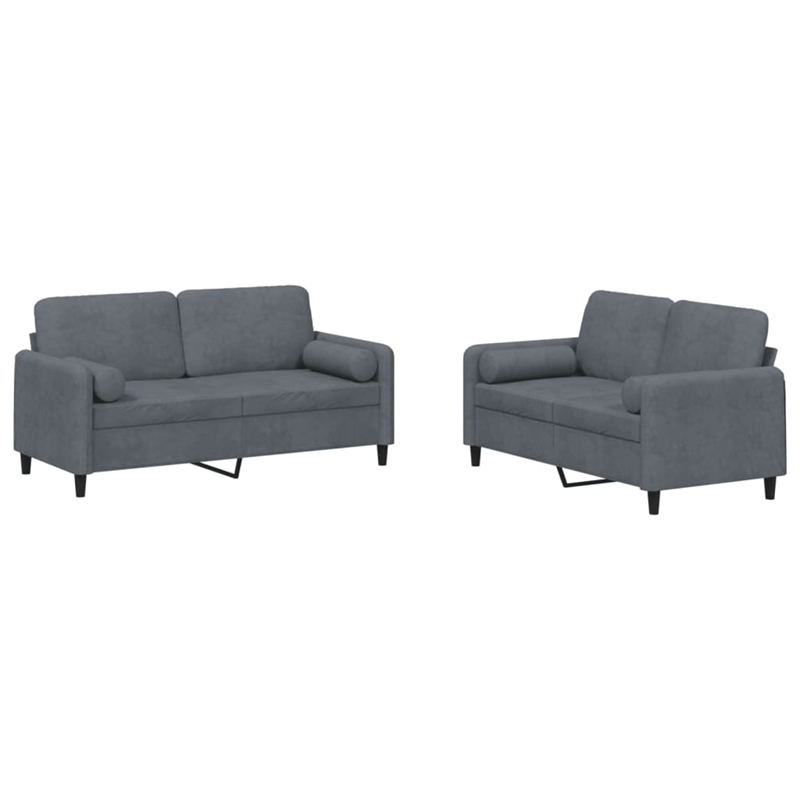 Vidaxl 2-Seater Durable Sofa Set in Dark Grey Velvet