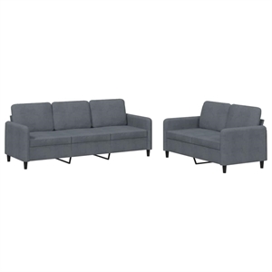 Vidaxl Metal Sofa Set in Dark Grey Polyester Velvet