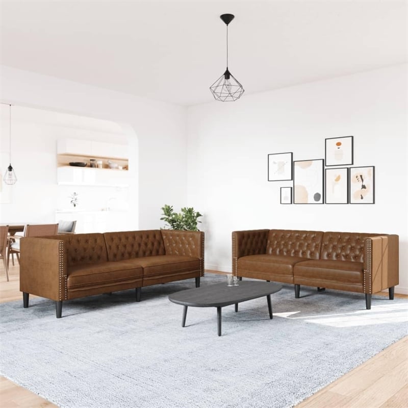 Vidaxl Chesterfield Sofa Set in Brown