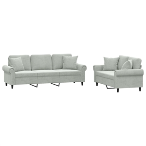 Vidaxl 2-Seater and a 3-Seater Sofa Set in Light Gray Velvet
