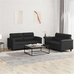 Vidaxl Metal Sofa Set in Black Faux Leather