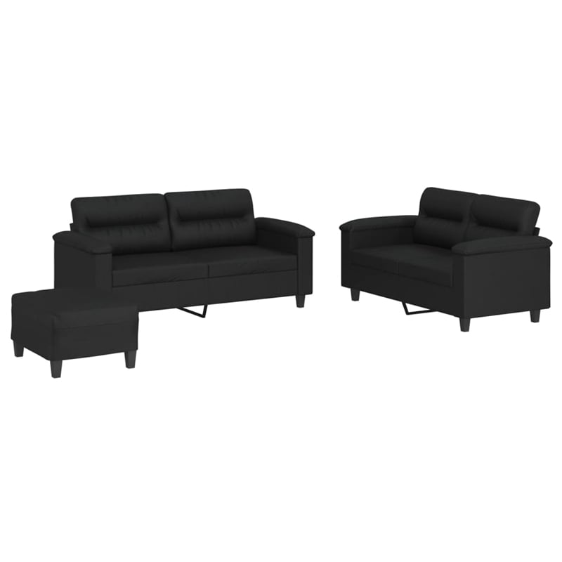 Vidaxl Metal Sofa Set in Black Faux Leather