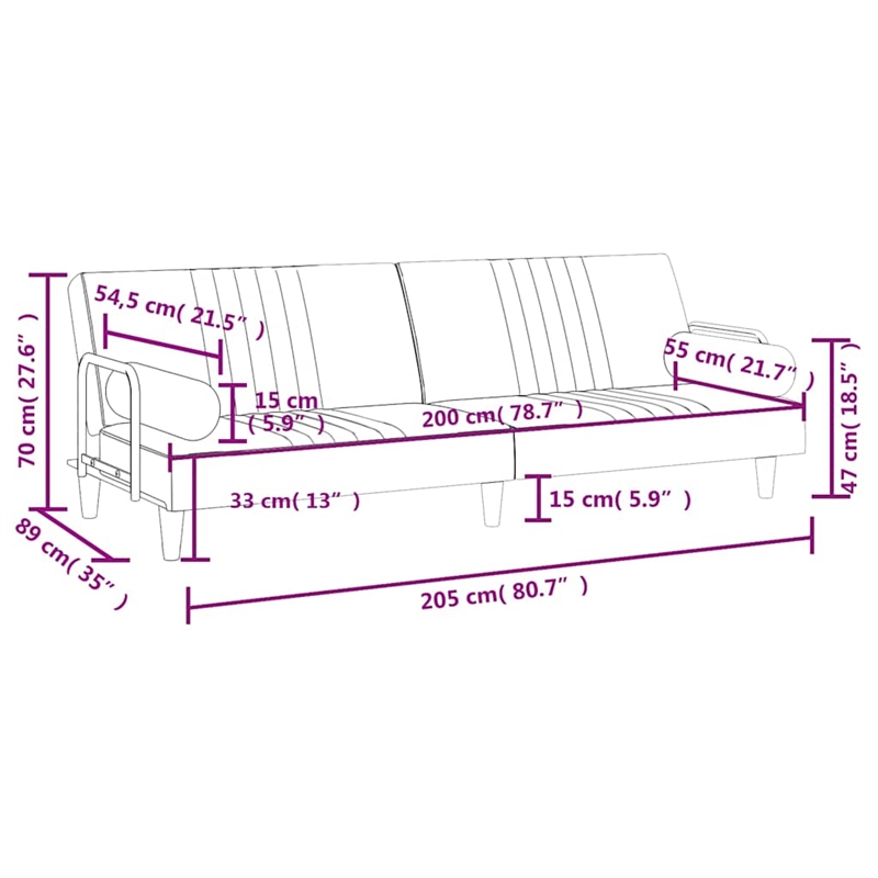 Vidaxl Large Sofa Bed in Dark Grey Velvet
