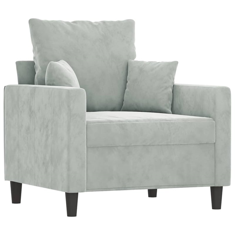 Vidaxl Single Sofa Chair in Light Grey Polyester Velvet