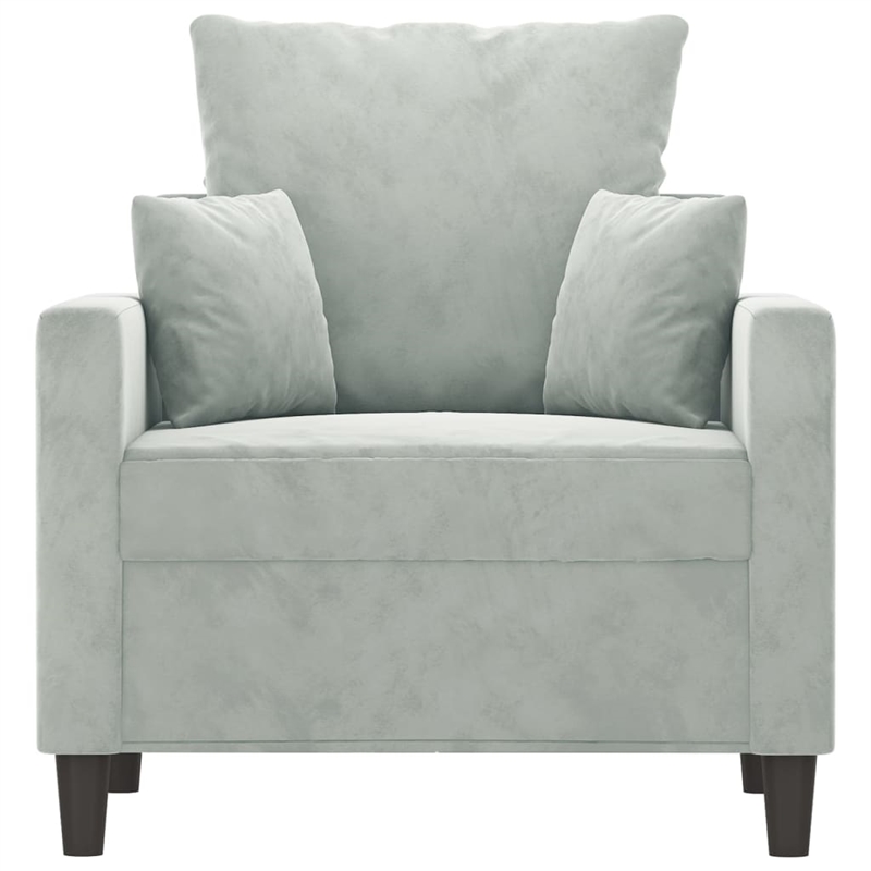 Vidaxl Single Sofa Chair in Light Grey Polyester Velvet
