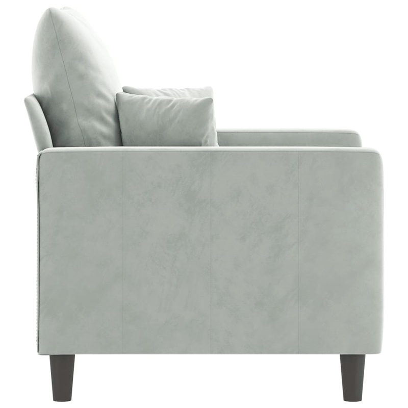 Vidaxl Single Sofa Chair in Light Grey Polyester Velvet