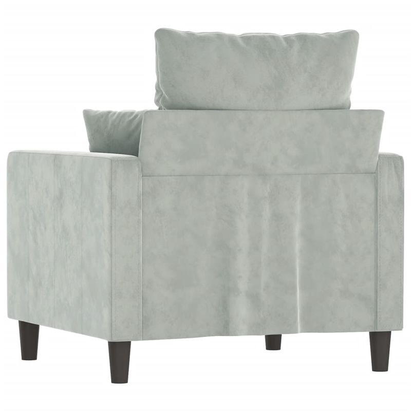 Vidaxl Single Sofa Chair in Light Grey Polyester Velvet