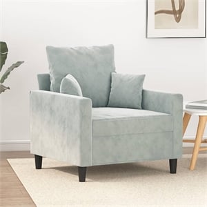 Vidaxl Single Sofa Chair in Light Grey Polyester Velvet