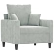 Vidaxl Single Sofa Chair in Light Grey Polyester Velvet