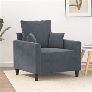 Vidaxl Single Sofa Chair in Dark Grey Polyester Velvet