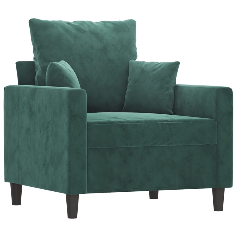 Vidaxl Single Sofa Chair in Dark Green Polyester Velvet
