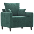Vidaxl Single Sofa Chair in Dark Green Polyester Velvet