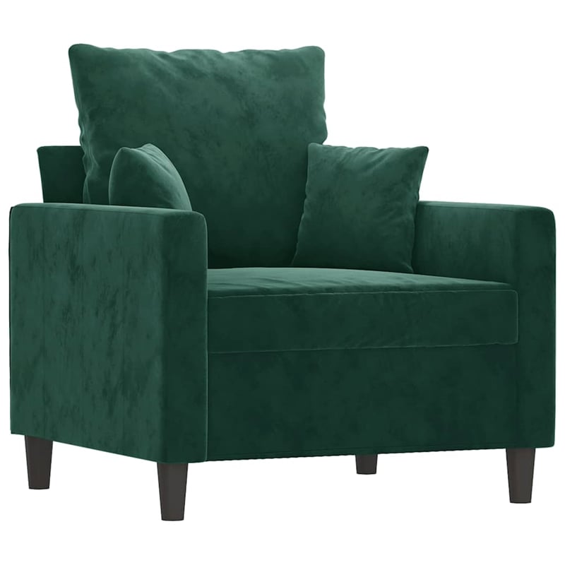 Vidaxl Single Sofa Chair in Dark Green Polyester Velvet