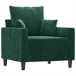 Vidaxl Single Sofa Chair in Dark Green Polyester Velvet