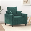 Vidaxl Single Sofa Chair in Dark Green Polyester Velvet