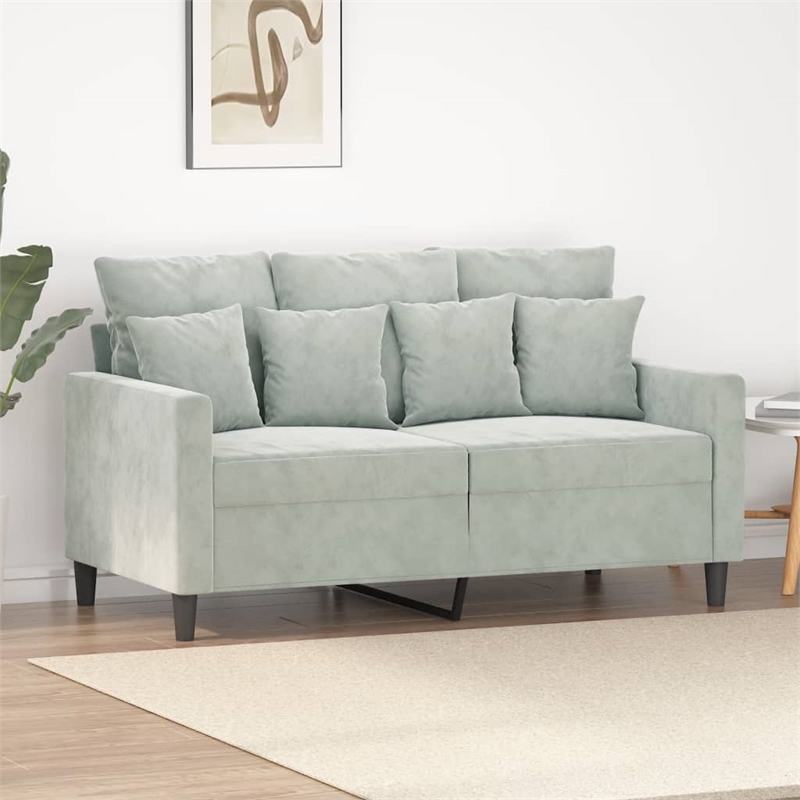 Vidaxl Metal 2-Seater Sofa in Light Grey Polyester Velvet