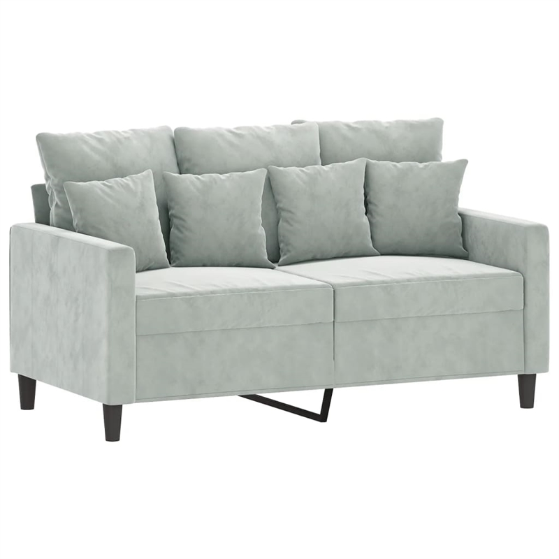 Vidaxl Metal 2-Seater Sofa in Light Grey Polyester Velvet