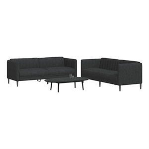 Vidaxl 2-Seater And 3-Seater Sofa Set in Black Polyester