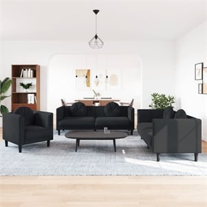 Vidaxl 3 Piece Sofa Set in Black Velvet