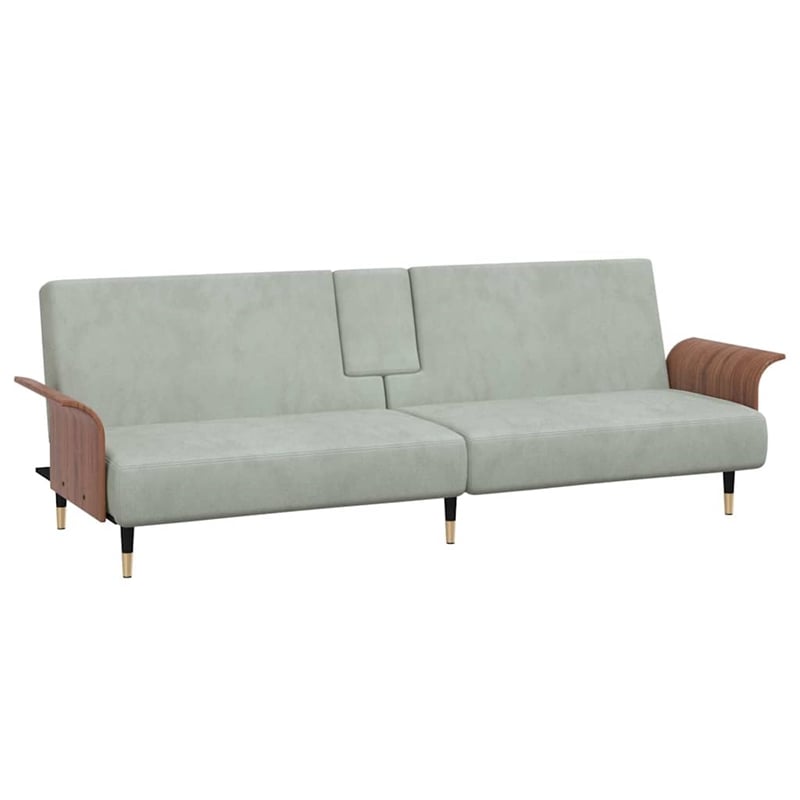 Vidaxl Large Sofa Bed in Light Gray Polyester Velvet