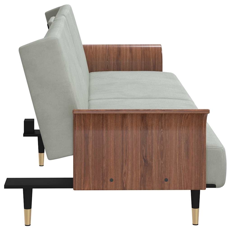 Vidaxl Large Sofa Bed in Light Gray Polyester Velvet