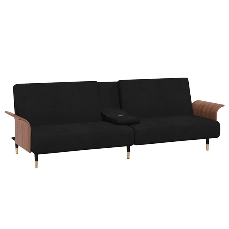 Vidaxl Compact Sofa Bed in Black Velvet