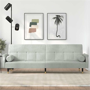 Vidaxl Sofa Bed in Light Gray Polyester Velvet