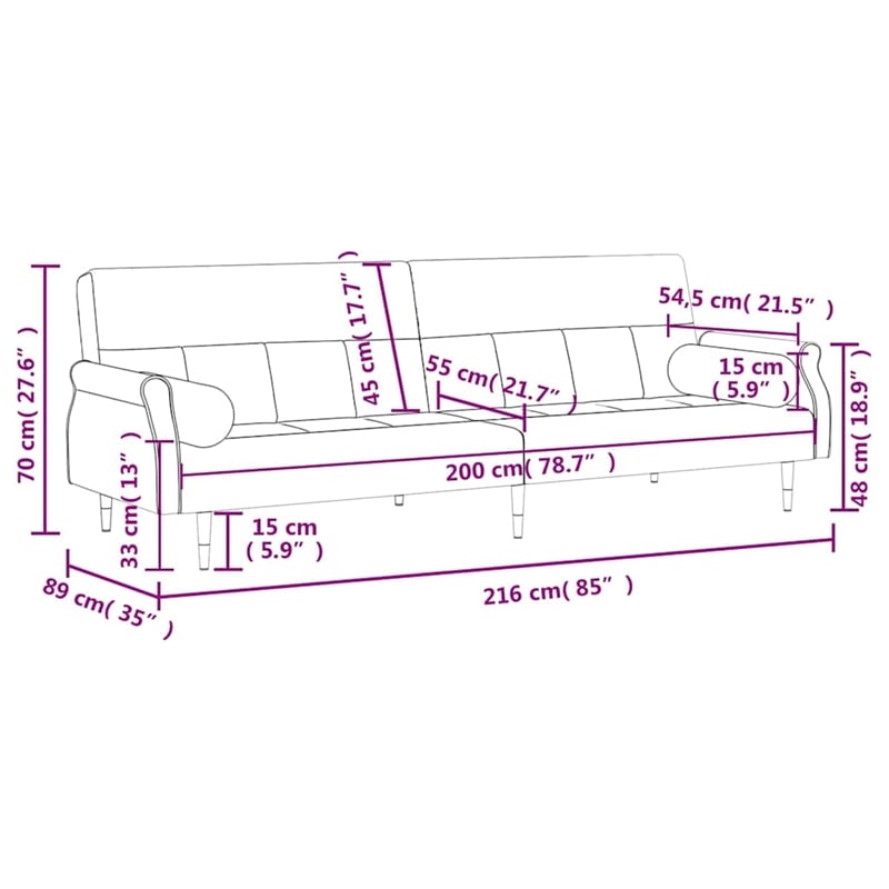 Vidaxl Large Sofa Bed in Dark Grey Velvet