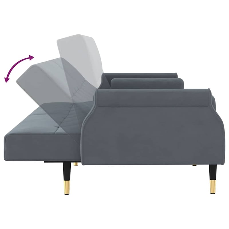 Vidaxl Large Sofa Bed in Dark Grey Velvet