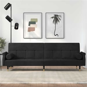 Vidaxl Standard Sofa Bed in Black Velvet