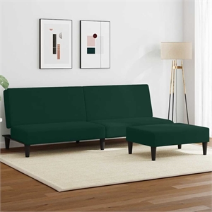 Vidaxl 2-Seater Sofa Bed in Dark Green Polyester Velvet