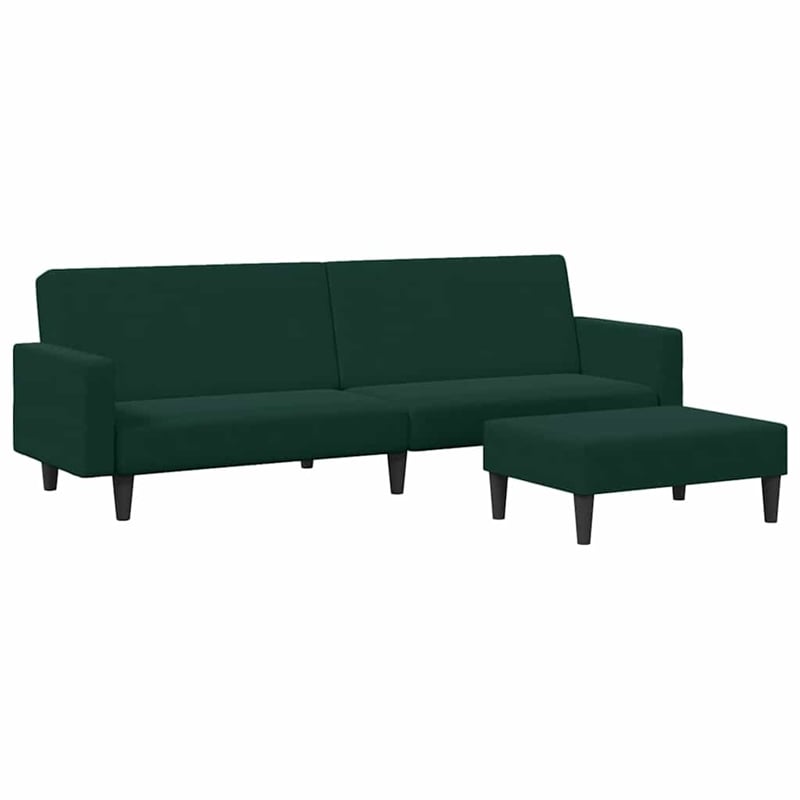 Vidaxl 2-Seater Sofa Bed in Dark Green Polyester Velvet Wood