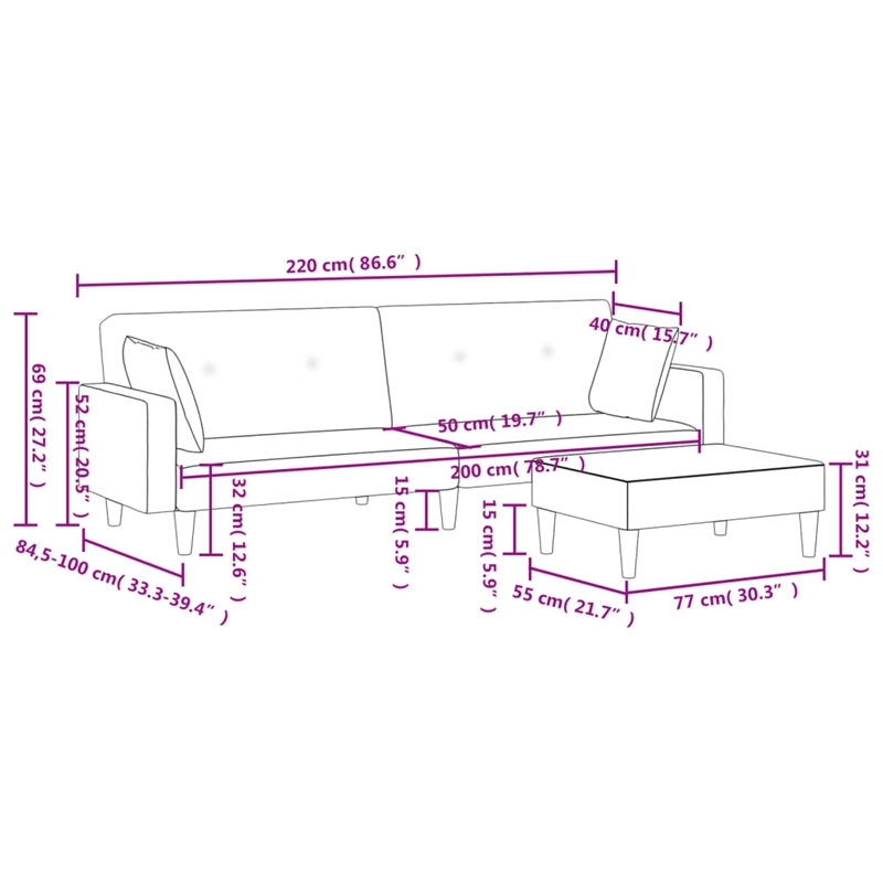 Vidaxl Sofa Bed in Dark Grey Fabric