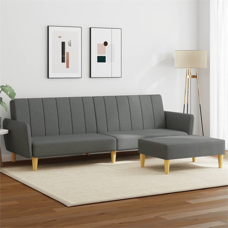 Vidaxl 2-Seater Sofa Bed in Dark Gray Fabric