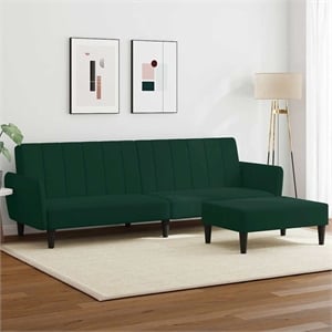 Vidaxl 2-Seater Sofa Bed in Dark Green Polyester Velvet