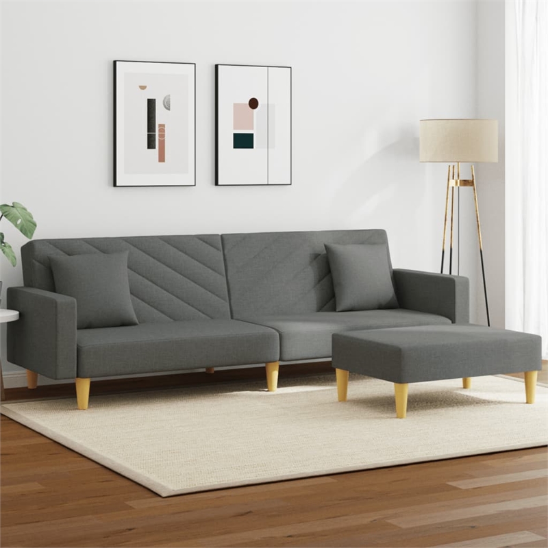 Vidaxl 2-Seater Sofa Bed in Dark Grey Fabric