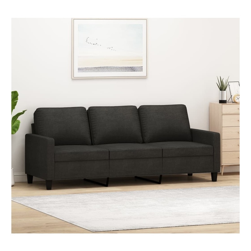 Vidaxl Metal 3-Seater Sofa Black Polyester