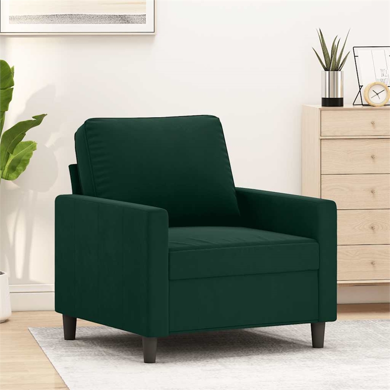 Vidaxl Single Sofa Chair in Dark Green Polyester