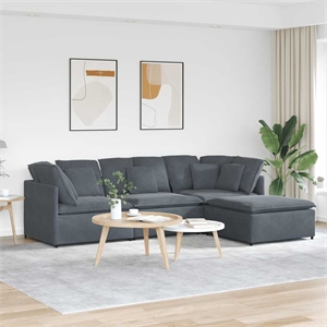 Vidaxl Modular Sofa in Dark Gray Polyester Velvet