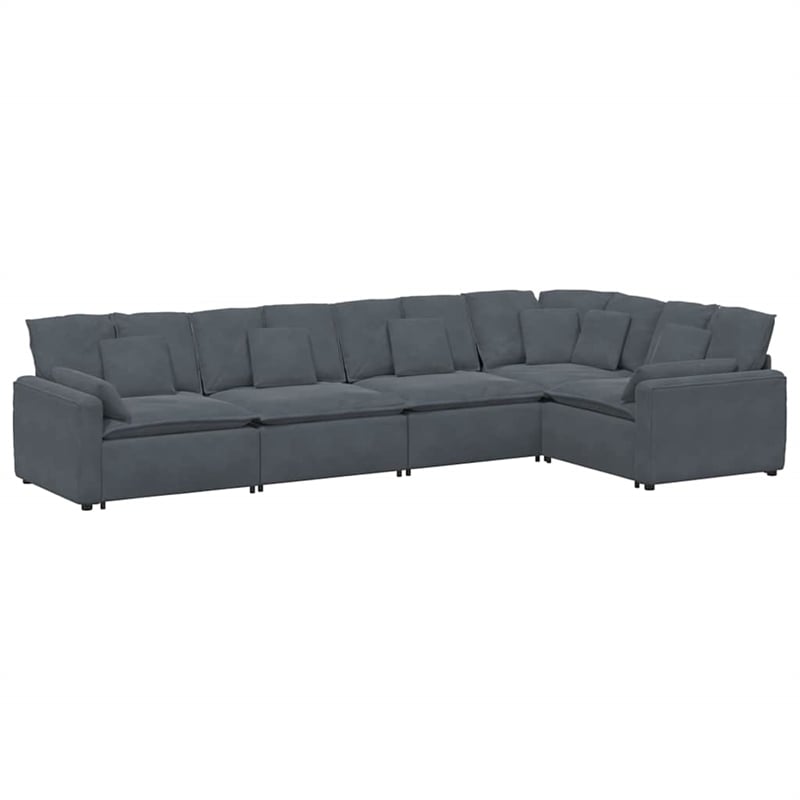 Vidaxl Modular L-Shaped Sofa in Dark Grey Velvet Polyester